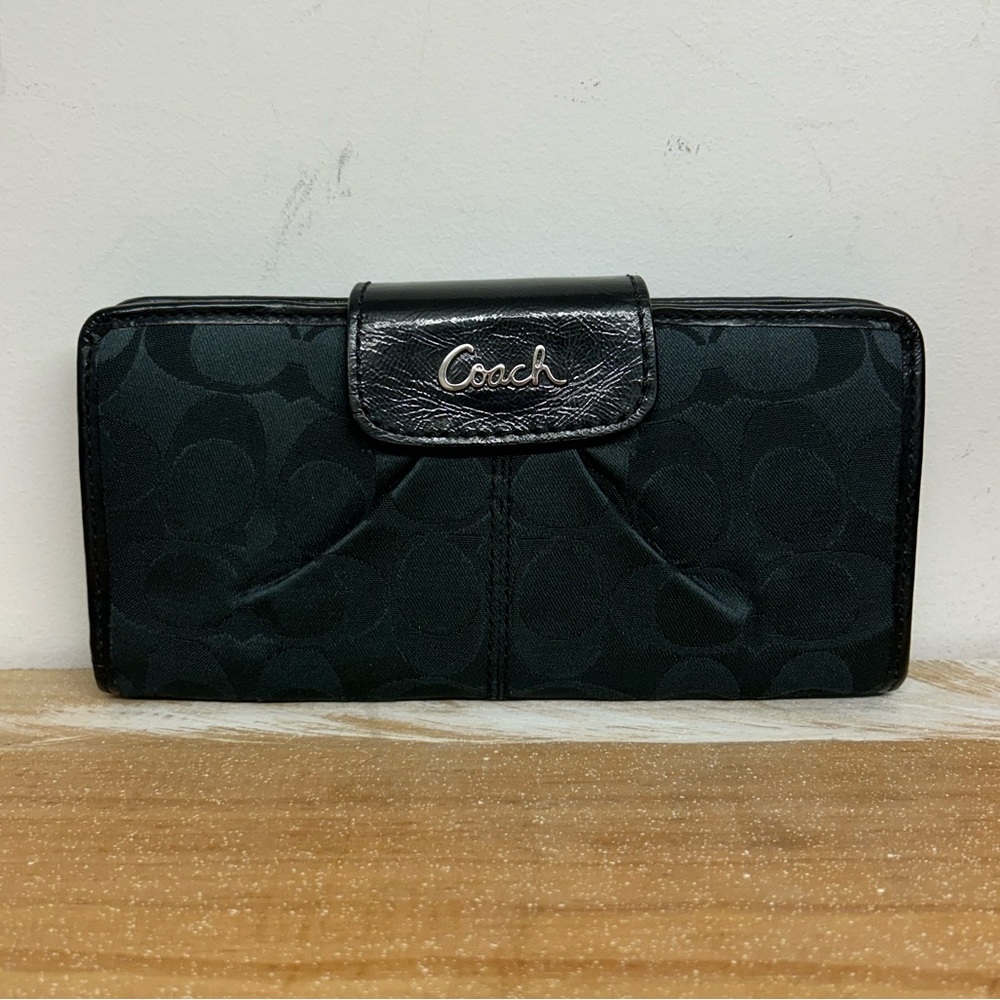 Coach Black Signature C Large Bifold Wallet